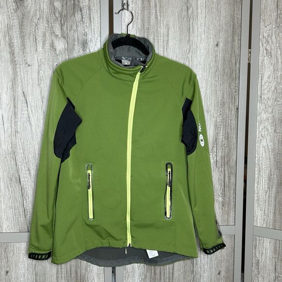 Salomon  Jacket Size M Full Zip Softshell Watch Window Green Color - Picture 1 of 12